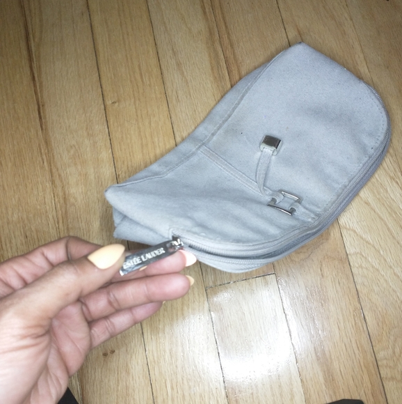Estée lauder grey suede makeup bag / clutch - Picture 8 of 11